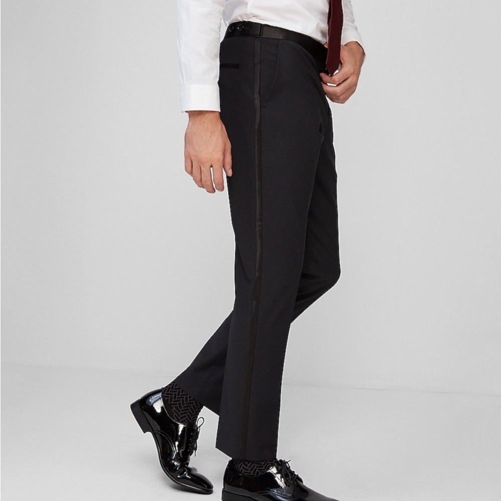 JF J.Ferrar Black Slim Fit Tuxedo Pants size 30R